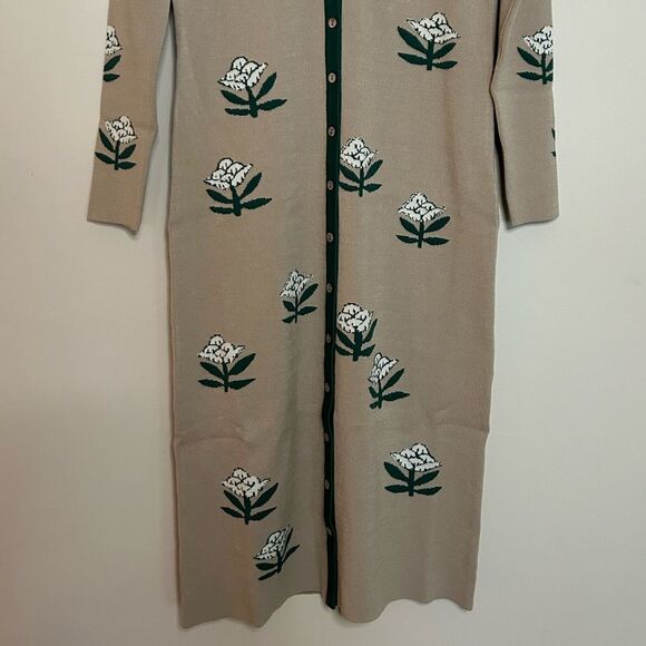 RHODE Avery Floral Button Front Knit Midi Sweater Dress Size XL - Picture 5 of 11